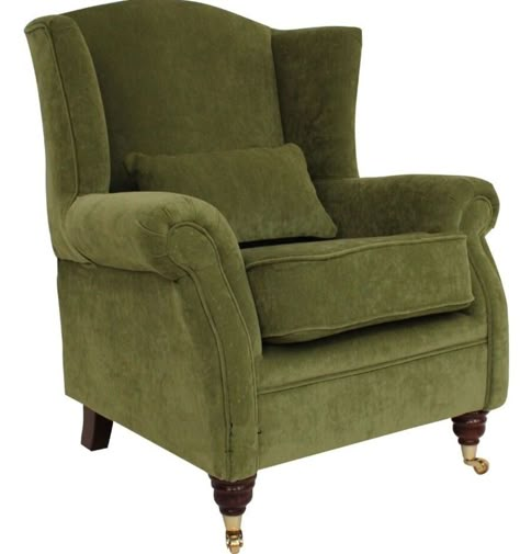 Velvet Chairs Living Room, Green Upholstered Chair, Sage Green Fabric, High Back Armchair, Fireside Chairs, Value Furniture, Green Armchair, High Back Chairs, Velvet Chair