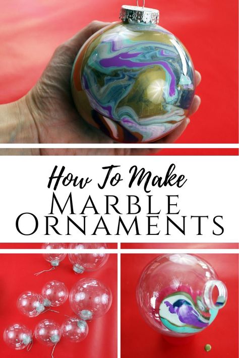 Easy Marble DIY Christmas ornaments from dollar store supplies. Swing by your Dollar tree store to get plastic fillable ornaments and some acrylic paint to make marbelized, expensive looking home decor for the holidays. #diychristmas #diyornaments #dollarstore Fillable Ornament Ideas, Diy Glass Ornaments, December Homeschool, Marbled Ornaments, Marble Diy, Glass Ornaments Diy, Christmas Ball Ornaments Diy, Marble Ornaments, Christmas Bazaar Crafts