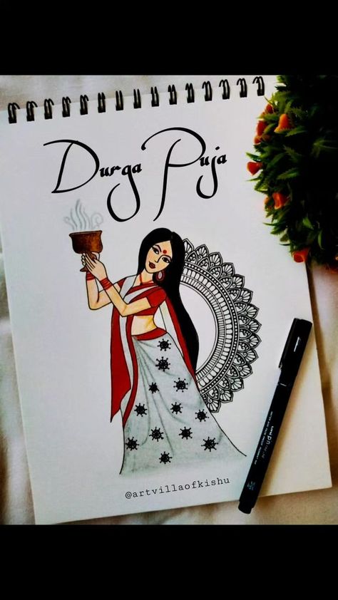 Dusshera Drawing Images, Dusshera Mandala Art, Navratri Sketch Drawing, Navratri Painting Ideas Easy, Navratri Mandala Art Easy, Navratri Drawing Ideas Easy, Devi Mandala Art, Navratri Mandala Art, Navratri Drawing Sketch