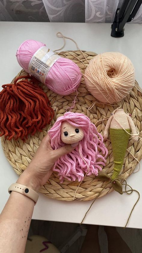 Amigurumi. Crochet And Knitting | Pink mermaid’s hair is my love❤️ | Facebook Mermaid Amigurumi, Crochet Mermaid, Crochet And Knitting, Pink Mermaid, Mermaid Hair, Amigurumi Crochet, My Love, Mermaid, Amigurumi