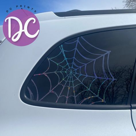 Spider Web Car Decal, Car Window Decal, Vinyl Decal Sticker, Rear Window Decal, Quarter Window Decal, Car Accessories, Car Decor - Etsy Full Window Decals Car, Car Chalk Window Ideas, Back Window Car Decal Ideas, Cube Car, Goth Car, Rear Window Decals, Jeep Stickers, Motorcycle Paint, Motorcycle Paint Jobs