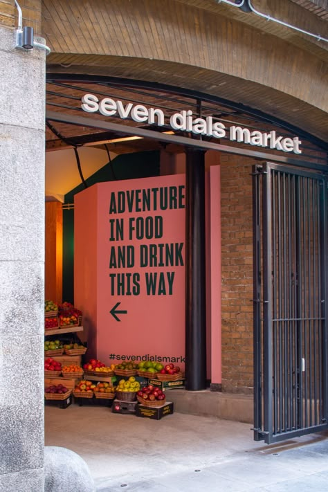 The Plant creates Velvet Underground-esque branding for Covent Garden's Seven Dials Market | Creative Boom Market Photography, Coffee Shop Branding, Food Fair, Moodboard Ideas, Photoshoot Aesthetic, Photography Trends, Food Banner, Market Sign, Aesthetic City