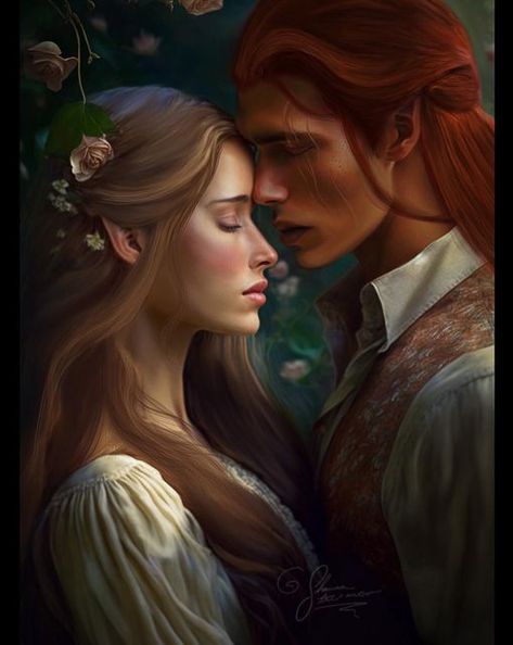 Acotar Lucien And Elain, Lucien And Elain, Elain And Lucien, Lucien Vanserra, Elain Archeron, Acotar Fanart, Roses Book, Feyre And Rhysand, A Court Of Wings And Ruin