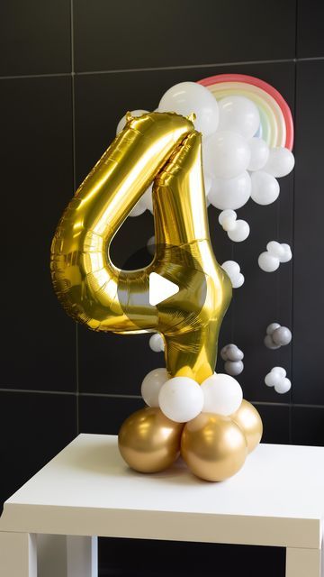 House of Party on Instagram: "Build a number balloon stand with us!
Connect four 12-inch balloons and a cluster of four 5-inch balloons. Add a small water-filled balloon at the base for stability. Attach your foil number balloon with ribbon. Simple and stunning, perfect for any celebration! 

#houseofpartyco #balloondecor #balloontutorial #quickballoontutorial #foilnumberballoons #balloontips" Number Balloon Stand, Balloon With Ribbon, Balloon Stand, Connect Four, Foil Number Balloons, Balloon Stands, Number Balloons, Balloon Decorations, Food Ideas