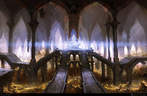 Treasure Room by NURO-art on deviantART Treasure Room Fantasy Art, Fantasy Treasure, Gold Bricks, Dwarven City, Treasure Room, Prince Of Persia, Throne Room, Fantasy Worlds, Fantasy Castle