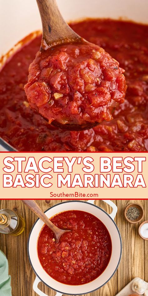 This super easy Basic Marinara recipe features 7 simple ingredients and is absolutely delicious whether you serve it over pasta, in lasagna, or as a dipping sauce. Italian Dips, Italian Marinara Sauce, Easy Homemade Marinara Sauce, Easy Marinara Sauce, Marinara Recipe, Meat Dish, Food Salad, Marinara Sauce Homemade, Italian Foods