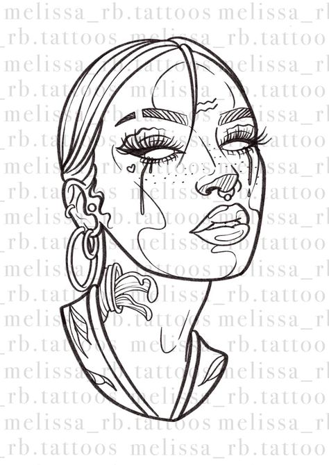 Simple Stencil Tattoo Ideas Men, Face Stencil Tattoo, Siluette Woman Drawing, Woman Sketch Face, Tarot Tattoo, Face Stencils, Pen Art Drawings, Tattoo Stencil Outline, Tattoo Style Drawings