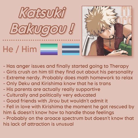 Katsuki Bakugou Headcanons, Bakugou Headcanons, Bakugou Slander, Bakugo Headcanons, Bnha Headcanons, Mha Redesigns, Mha Headcanons, Mha Shifting, Character Headcanons