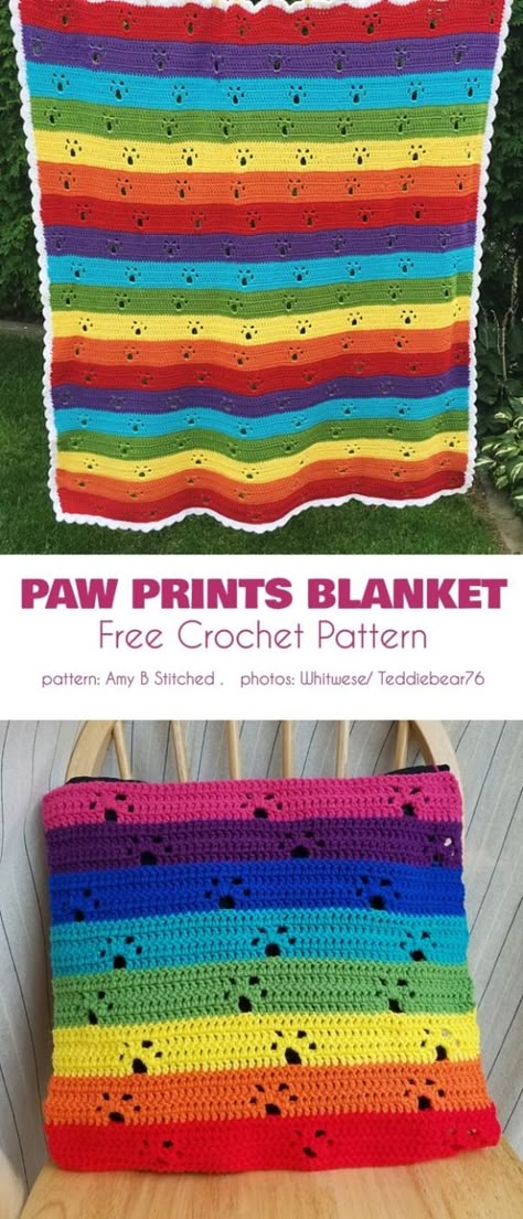 Crochet Paw Prints Free Pattern, Dog Paws Crochet Blanket, Paw Print Granny Square Crochet Pattern Free, Crochet Dog Blanket Pattern, Crochet Paw Print Blanket Free Pattern, Crochet Dog Paw Pattern Free, Crochet Pet Blanket Pattern Free, Pet Blanket Crochet, Paw Print Crochet Blanket