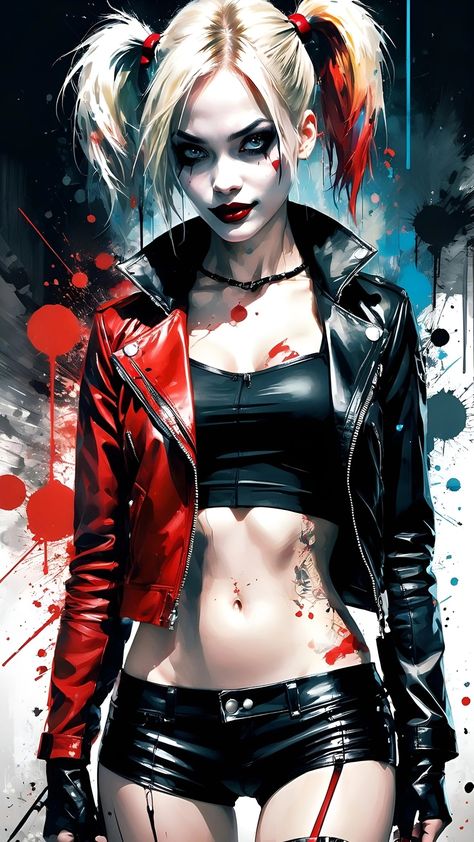 Harley Quinn Concept Art, Red And Black Harley Quinn, Harley Quinn Art Illustrations, Harley Quinn Kunst, Harley Quinn Painting, Harley Quinn Wallpaper, Harley Quinn Illustration, Harleen Quinn, Joker Y Harley Quinn