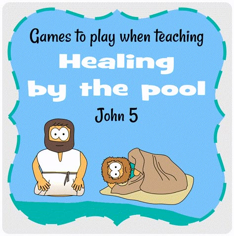 Healing+at+the+Bethseda+pool+games+to+play+-+John+5+#Jesuswithoutlanguage Beside The Pool Bible Craft, Jesus Heals Man At Pool Of Bethesda Craft, Jesus Heals The Lame Man By The Pool Craft, Pool Of Bethesda Craft, Jesus Heals Paralyzed Man, Bible Class Activities, Childrens Bible Study, Youth Lessons, Sunday School Games