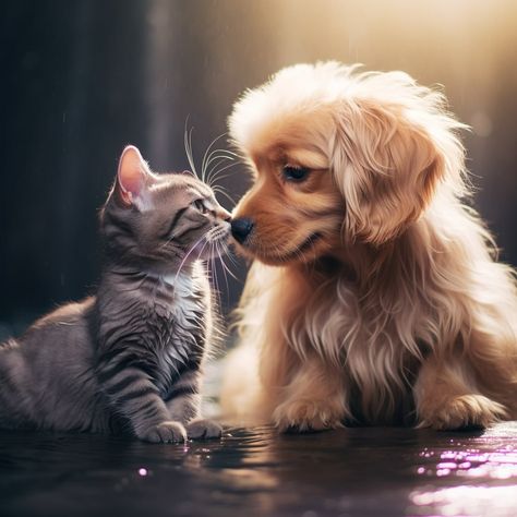 Dogs Cats Together, Animal Best Friends, Dog Play Area, Rainy Wallpaper, Best Facial Hair Removal, Cut Cat, Puppy Wallpaper, Cute Nursery, Cute Animals Puppies