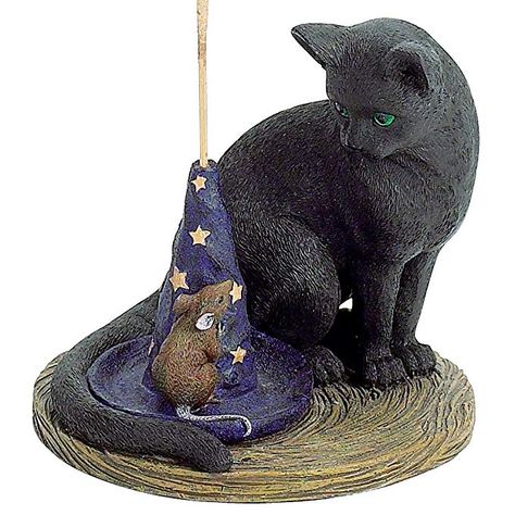 Clay Incense Burner, Clay Incense, Black Figurines, Meditation Room Decor, Wizard Hat, Ceramic Incense Holder, Fantasy Gifts, Aromatherapy Jewelry, Goth Decor