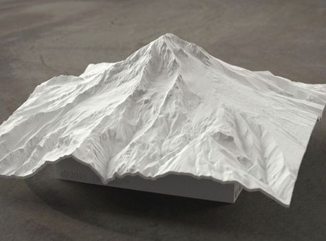 Art and/or want? want art. TinyMtn Sculptures | Cool Material Mountain Sculpture, Desk Sculpture, Mini Sculptures, 3d Printing Architecture, Nature Art Prints, Landscape Model, Sculpture Installation, Map Design, Architecture Model