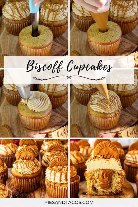 Biscoff Cookie Cupcakes, Cookie Butter Filling, Christmas Flavors Cupcakes, Biscoff Cupcakes Recipe, Biscoff Scones, Cookie Butter Cupcakes, Flavoured Cakes, Flavoured Cupcakes, Holidays Desserts