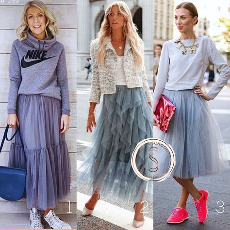 #windowshopping Grey Tulle Skirt Outfits - Which one is your favourite: 1, 2 or 3? 🩶🩶🩶 #stylemama #stylecoaching #styleideasdaily #styleinspo #styleinspiration #styleinspire #style #falloutfit #casualoutfitideas #workoutfit #workoutfitideas #workoutfitideasforwomen #stylecoach #stylecoaching #styleschool #styletraining #onlinetraining #colourtraining #imagecoach #letsglow #stylemanagement #styleideas Gray Tulle Skirt Outfit, Tule Skirt Outfits 2023, Grey Tulle Skirt Outfit, Tule Skirt Outfit, Tulle Skirt Outfit Casual Street Style, Tulle Skirt Outfits, Tulle Skirt Outfits Casual, Tulle Skirt Outfit, Grey Tulle Skirt