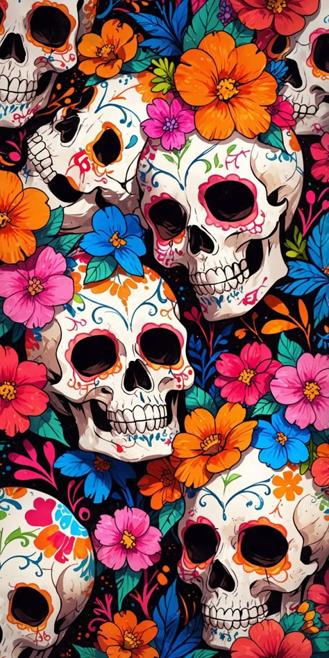 Sugar Skull Wallpaper, Iphone Background Art, Pink Wallpaper Hello Kitty, Hulk Art, Theme Wallpaper, Illustration Kunst, Witchy Wallpaper, Cute Tumblr Wallpaper, Wallpaper Inspiration