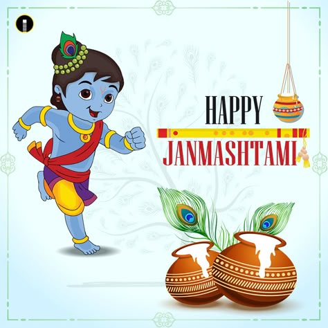 Happy Janmashtami Indian Festival Celebrating Birth Of Krishna Background Banner Greeting Cards Vector Illustration 2019 Happy Janmashtami Creative, Happy Janamashtmi, Krishna Background, Sri Ram Image, Krishna Jayanti, Janmashtami Image, Janmashtami Wallpapers, Janmashtami Greetings, Janmashtami Status