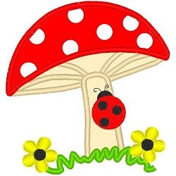 Cute mushroom and ladybug Ladybug Applique, Kid Quilts Patterns, Ladybug Design, Free Applique Patterns, Tea Towels Diy, Felt Animal Patterns, Embroidery Designs Machine, Ladybug Art, Animal Quilts