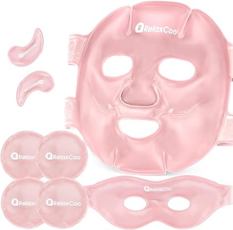 RelaxCoo Ice Face Eye Mask for Dark Circles and Puffiness Cold Warm Compress, Gel Cold Cooling Face Mask Package for Women and Men, Migraines, Headache, Stress and Relaxation, Pink Eye Mask For Dark Circles, Cooling Face Mask, Mask For Dark Circles, Cold Face Mask, Ice Mask, Ice Face, Cold Face, Gel Face Mask, Swollen Eyes