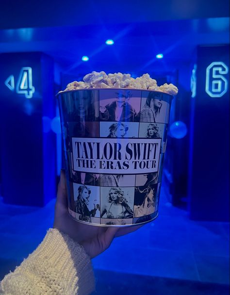 Taylor Swift Popcorn Bucket, Movie Film Aesthetic, Aesthetic Popcorn, 2023 Recap, Popcorn Bucket, Cinema Theatre, Taylor Swift The Eras Tour, Film Aesthetic, Film Movie