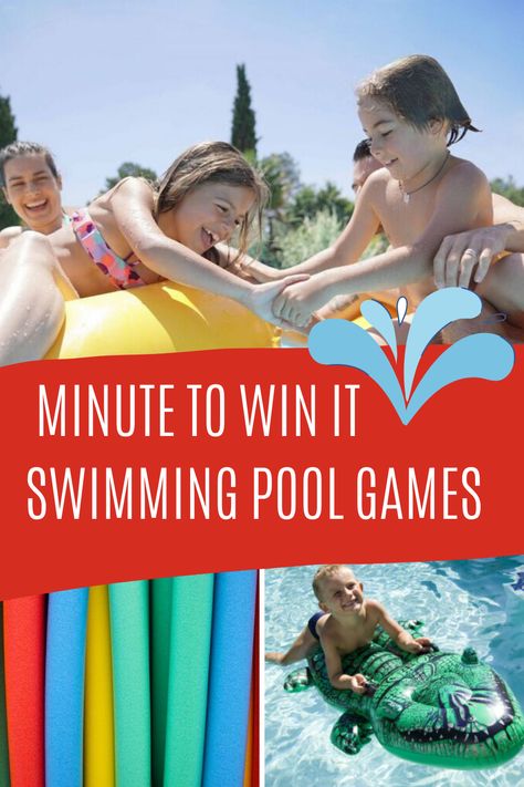 Pool Minute To Win It Games, Pool Relay Games, Swim Team Games, Swim Team Party Ideas, Pool Party Games For Teens, Pool Party Games For Adults, Pool Games For Teens, Pool Games Kids, Pool Entertaining