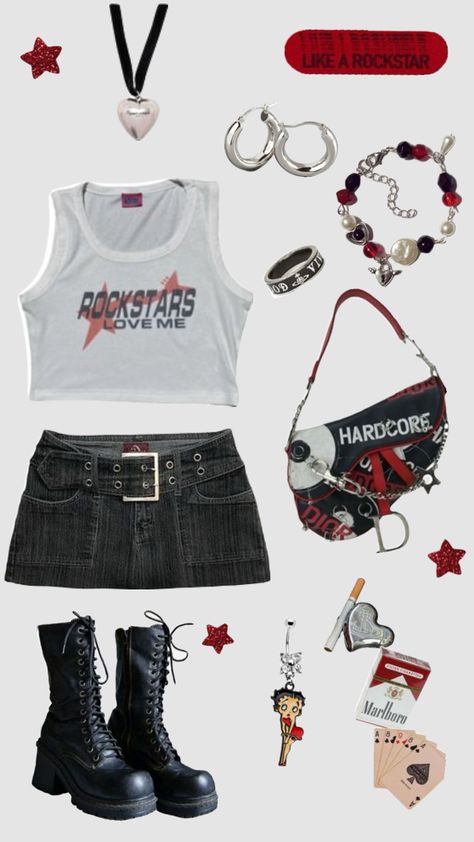 Rockstar gf outfit #rockstargf Rockstar Gf Outfit, Girls Rockstar, Stranger Things Outfit, Rock Star Outfit, Filmy Vintage, Rockstar Gf, Fire Fits, Swaggy Outfits, Edgy Outfits