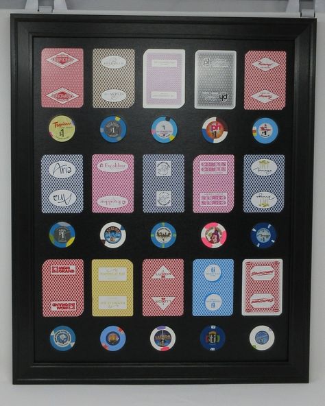 Casino Poker Chips and Playing Cards Display Frame https://www.gamesandframes.com/product-page/casino-poker-chips-and-playing-cards-display-frame Chip Wall, Poker Chip Accessories, Cards Display, Poker Chip, Custom Frames, Casino Poker, Man Cave Gifts, Mdf Frame, Display Picture