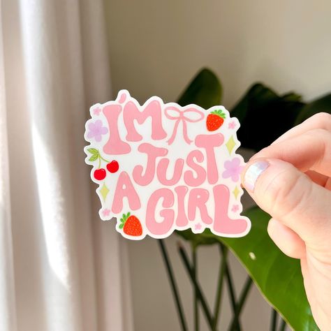 This design means so much to me 🥹 I have just loved embracing girlhood and all things girly this past year. Often, being girly or feminine is seen as less than but I’m hoping that’s changing and as a society we can see that girlyness can exist with strength, power, and equality. SPEAKING OF BEING A GIRL! I’m doing a little event with @theraleighgirlsclub on Sunday (4/7) this is a great way for ladies in RDU to get connected and make friends! This is also a ticketed event! Proceeds from the t... Girly Graphic Design, Being Girly, All Things Girly, College Stickers, Princess Sticker, I'm Just A Girl, Etsy Stickers, Procreate Lettering, After College