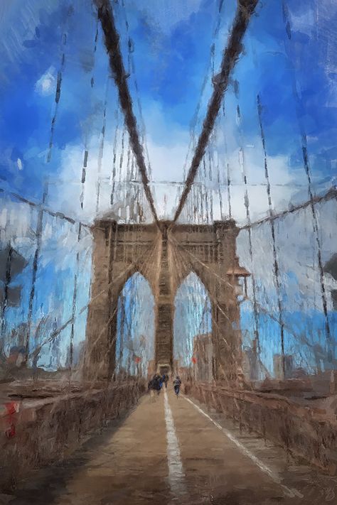 NYC Brooklyn Bridge Painting Oil Acrylic Mixed Media New york city bridge… Brooklyn Bridge Painting, New York City Bridge, Nyc Painting, Nyc Brooklyn Bridge, New York Brooklyn Bridge, Ocean Art Painting, Oil Painting Tips, New York Brooklyn, Bridge Painting