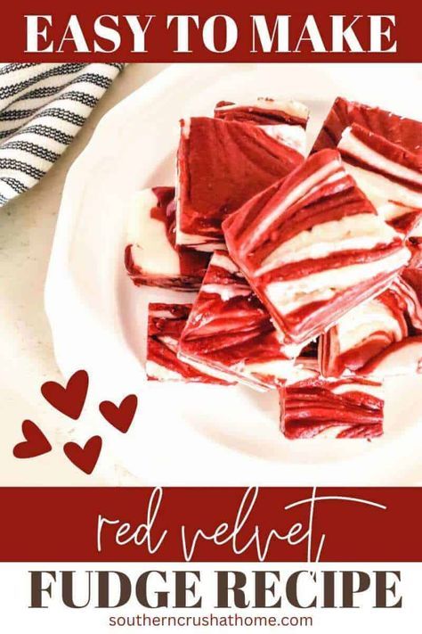 Easy No-Bake Red Velvet Fudge Recipe for Beginners https://www.southerncrushathome.com/red-velvet-fudge/ Velvet Fudge, Red Velvet Fudge, Easy Red Velvet, Red Velvet Whoopie Pies, Cookies Stuffed, Red Velvet Recipes, Chewy Chocolate Cookies, Recipe For Beginners, Valentines Treats