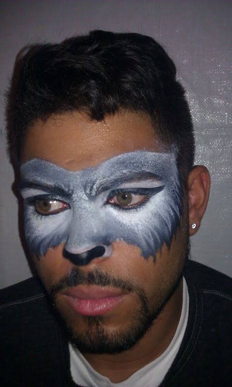 wolf face painting idea Face Paint Wolf, Jungle Book Makeup, Kid Face Paint, Wolf Face Paint, Fox Face Paint, Adult Face Paint, Wolf Halloween Costume, Wolf Makeup, Werewolf Halloween