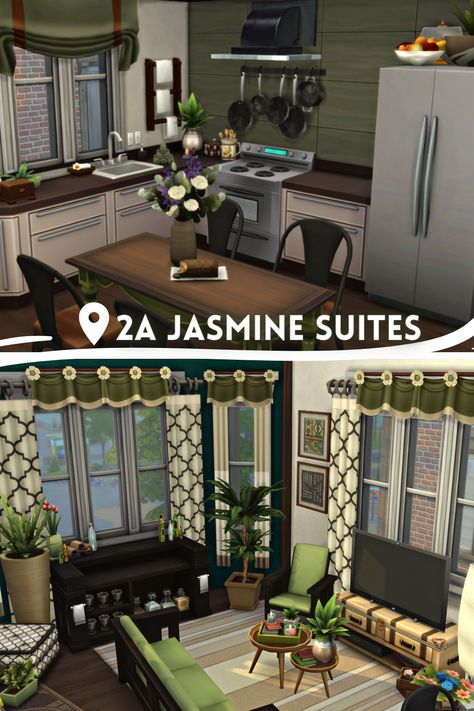 #thesims4 #TS4 #sims4renovation 2b Jasmine Suites Sims 4, Hallway Renovation, Earthy Kitchen, Kitchen Hallway, Sims 4 Build, Sims 4 Houses, The Sims4, The Sims 4, Kitchen Renovation