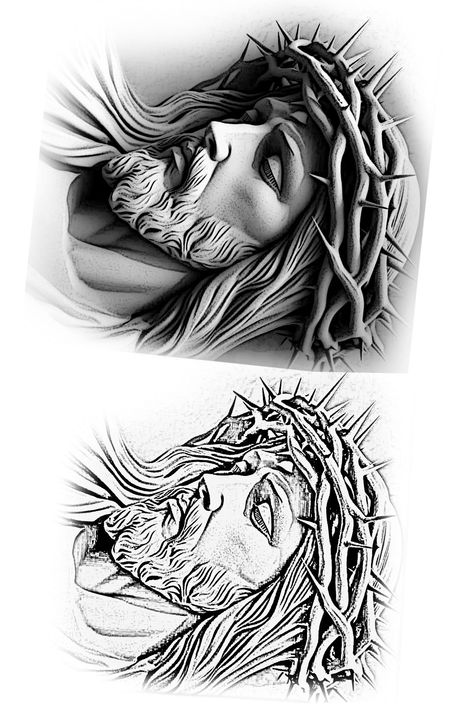 Tattoo Jesus Cristo, Dragon Koi Tattoo Design, Pictures Of Jesus, Jesus Tattoo Design, Biblical Tattoos, Bible Tattoos, Heaven Tattoos, Christ Tattoo, Tattoo Lettering Design