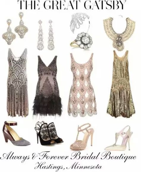 20's Dresses - 20s themed bridesmaid dress ideas Gatsby Party Outfit, Look Gatsby, Style Année 20, Flapper Dresses, Great Gatsby Party, Gatsby Dress, Gatsby Style, Look Retro, Gatsby Party