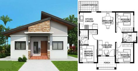 3 Bedroom Bungalow House Plan - Engineering Discoveries Simple Bungalow House Designs, 3 Bedroom Home Floor Plans, Bungalow House Floor Plans, Modern Bungalow House Design, 3 Bedroom Bungalow, Three Bedroom House Plan, Bungalow Floor Plans, Architectural Engineering, Modern Bungalow House