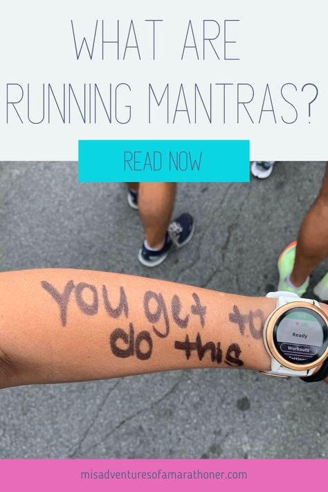 What are running mantras? A running mantra is a word or phrase that you repeat to yourself during the course of a race, run, training cycle, etc. These can be very specific to you–something a loved one told you that stuck or something more generic. There’s really no right or wrong way to do running mantras. But there are some things that have been proven more helpful Running Mantras, Run Training, Running Goals, Beachbody Workouts, Running Race, Right Or Wrong, Training Schedule, Running Workout, Marathon Training