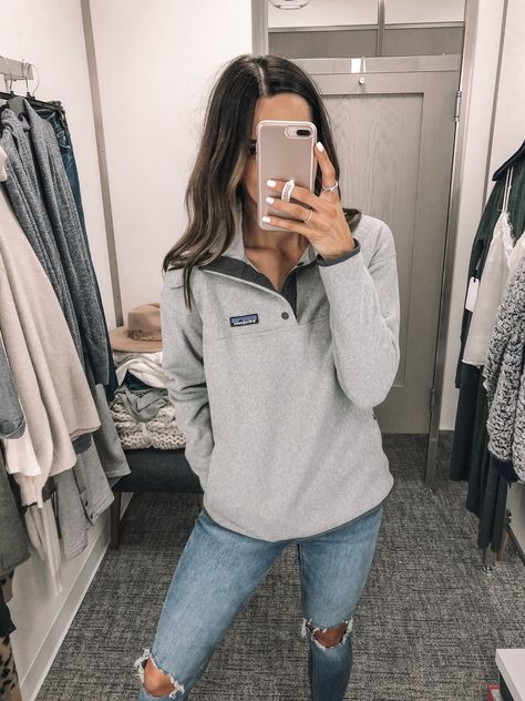 Nordstrom Anniversary Sale Picks & Try On 2019 - The Styled Press Patagonia Sweatshirt Outfit, Zip Shirt Outfit, Patagonia Sweater Outfit, Patagonia Sweatshirt, Early Fall Outfits, Patagonia Sweater, Burberry Coat, Zip Shirt, Sweater Outfit