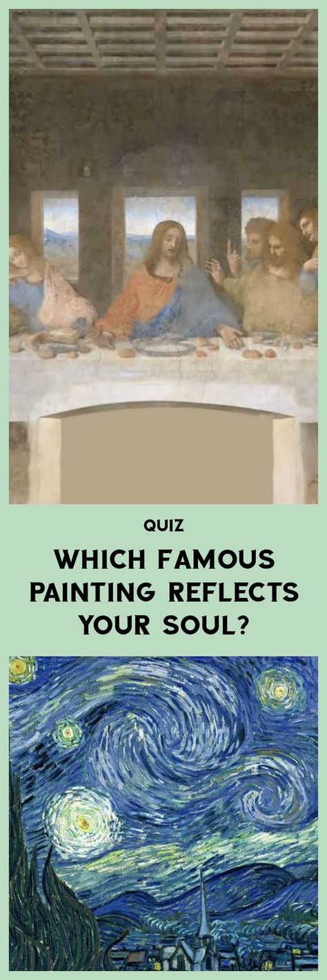 Of all the stunning paintings on the planet, which famous one reflects your soul best? Finding the painting that reflects you best is not as simple as finding out your favorite colors. Instead, we want to dig deep into your personality, your lifestyle, and your artistic spirit so that we can match you with the iconic painting that you are most like. Which Artist Are You, Classical Pictures, Deep Messages, Stunning Paintings, Gymnastics Wallpaper, Brain Quiz, Graphic Business, Casual Art, Famous Paintings