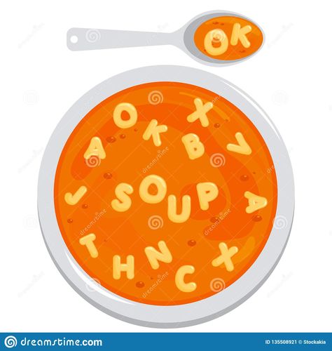 Alphabet Soup Illustration, Alphabet Soup Drawing, Bowl Of Soup Illustration, Alphabet Soup Art, Soup Illustration, Cookbook Club, Alphabet Pasta, Alphabet Soup, Pasta Soup