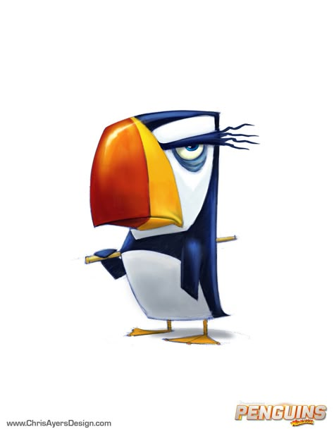 Penguin Character Design, Penguin Character, Cartoon Bird, Animal Caricature, Penguins Of Madagascar, Character Designer, Art Et Illustration, Arte Animal, Bird Drawings