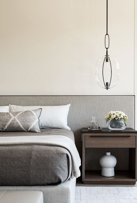 Savvy Favorites: Extended & Extra-Wide Headboards For A Modern Bedroom | The Savvy Heart | Interior Design, Décor, and DIY Headboard Inspiration, Modern Headboard, Grey Headboard, Headboard Decor, Headboard Wall, Grey Furniture, Vintage Bedroom, Trendy Bedroom, Gray Bedroom