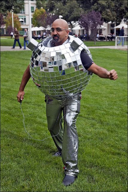 disco ball costume (photo by LeeAnn Heringer) Disco Ball Outfit Men, Mens Folklore Outfit Taylor Swift, Taylor Swift Guys Outfit, The Man Costume Taylor Swift, Guy Taylor Swift Outfits, Men Taylor Swift Outfits, Guys Eras Tour Outfits, Eras Tour Outfit Ideas Men, Eras Tour Outfits For Guys