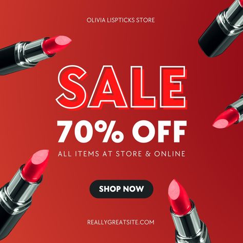 Lipstick Store Sale - Templates by Canva Ads Lipstick, Lipstick Poster, Lipstick Sale, Skin Quotes, Lipstick Ad, Mother's Day Banner, Standee Design, Beauty Skin Quotes, Sale Template