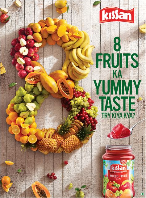 Kissan Real 8 Jam on Behance Kissan Jam Advertisement, Jam Advertising Design, Jam Advertisement, Fruit Ads, Folder Cover Design, Simple Poster Design, Creative Advertising Photography, Beverage Poster, Healthy Fiber