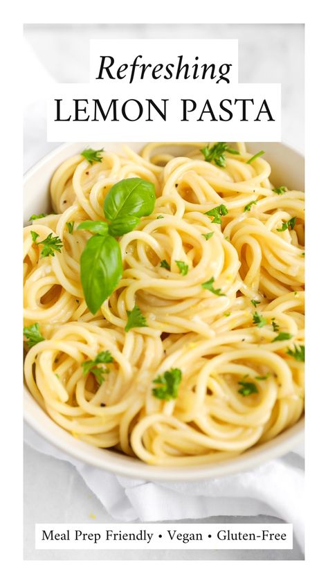 Creamy lemon pasta sauce served with spaghetti noodles Dairy Free Lemon Pasta, Vegan Lemon Pasta, Lemon Pasta Sauce, Pasta With Lemon Sauce, Creamy Lemon Pasta, Dessert Holiday, Lentil Bolognese, Desserts Holiday, Avocado Pesto