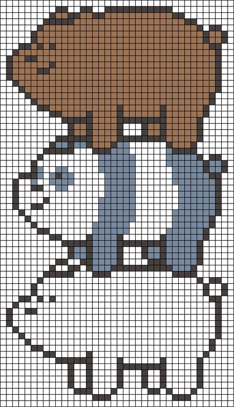 We Bare Bears Alpha Pattern, We Bare Bears Crafts, We Bare Bears Perler Beads, Cute Pixel Art Drawings, Bear Pixel Pattern, We Bare Bears Pixel Art, Funny Alpha Pattern, Pixel Art Drawings Ideas, Easy Pixel Art Disney