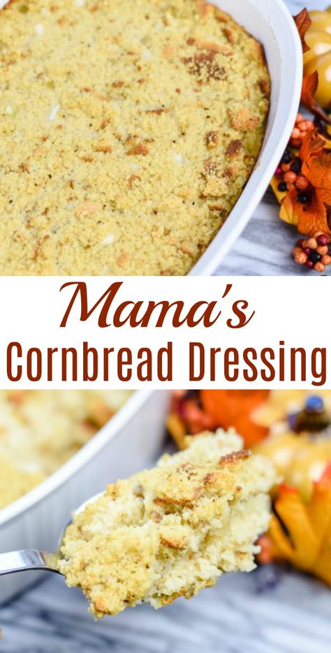 My favorite Thanksgiving Day food is cornbread dressing! I'm so glad my mom taught me how to make her dressing. It's a family favorite and the top is nice and crispy, just the way we like it. #CornbreadDressing #SouthernCornbreadDressing #Stuffing Dressing Cornbread, Southern Style Cornbread Dressing, Soul Food Cornbread Dressing, Southern Dressing, Southern Cornbread Dressing, Cornbread Dressing Recipe, Southern Style Cornbread, Bread Dressing, Cornbread Dressing Southern