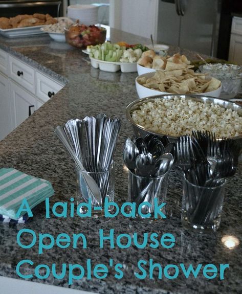 Open House Engagement Party, Open House Wedding Shower Ideas, Combined Wedding Shower Ideas, Wedding Shower Couples Themes, Family Wedding Shower Ideas, Couples Wedding Shower Themes Ideas Decoration, Bridal Shower For Couples, Couple Shower Food Ideas, Couples Wedding Shower Food Ideas