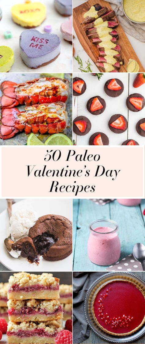 I've compiled 50 paleo Valentine's Day recipes for a totally magical (and healthy!) Valentine's at home. From chocolate to paleo conversation hearts, lobster to Whole30 steak with bearnaise sauce, this roundup of paleo Valentine's Day recipes is your go-to for a delicious love day. And you know what? You could have an altogether killer Galentine's Day brunch with these paleo Valentine's Day recipes. Focus on the desserts, of course! #whole30 #whole30recipes #paleo #paleorecipes #valentinesday... Paleo Valentines Day Dinner, Healthy Valentines Day Snacks, Whole 30 Valentines Recipes, Healthy Valentines Dinner, Paleoish Recipes, Vday Dessert, Paleo Holiday Recipes, Keto Valentines, Paleo Dinners